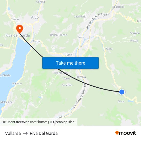 Vallarsa to Riva Del Garda map