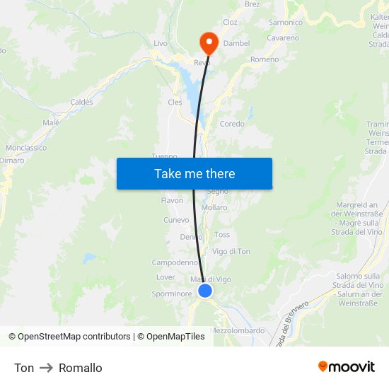 Ton to Romallo map
