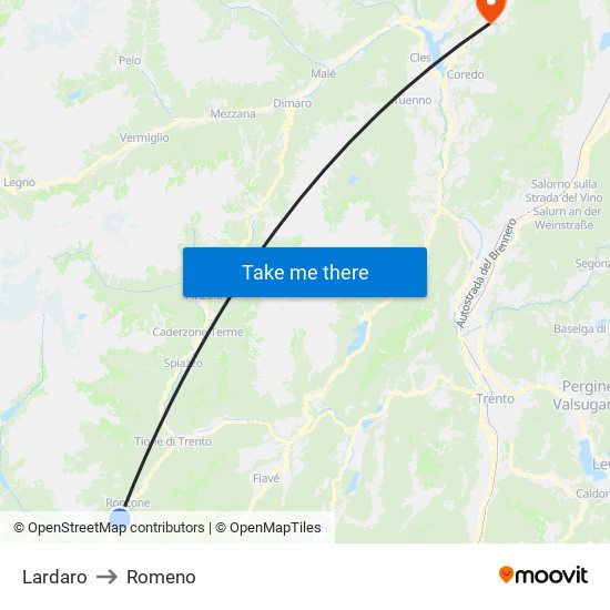 Lardaro to Romeno map