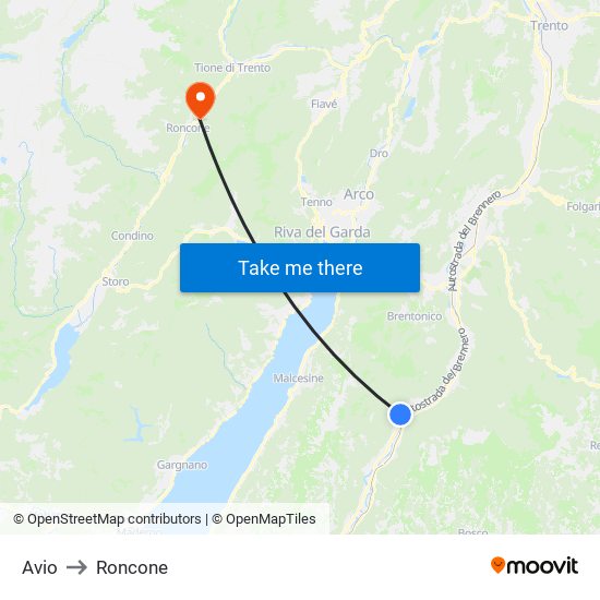 Avio to Roncone map