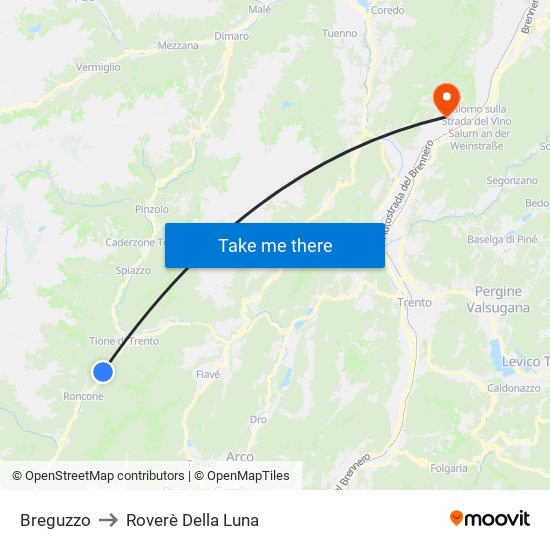 Breguzzo to Roverè Della Luna map