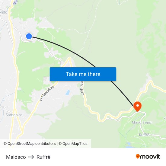 Malosco to Ruffrè map