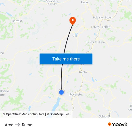 Arco to Rumo map