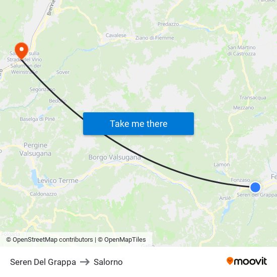 Seren Del Grappa to Salorno map