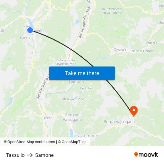 Tassullo to Samone map