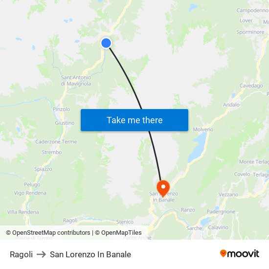 Ragoli to San Lorenzo In Banale map