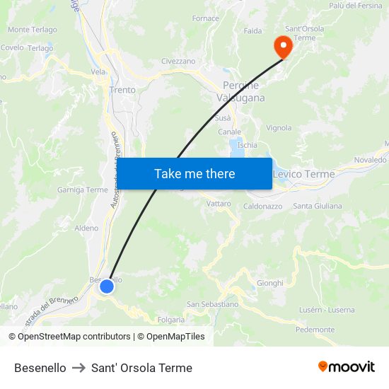 Besenello to Sant' Orsola Terme map