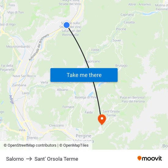 Salorno to Sant' Orsola Terme map