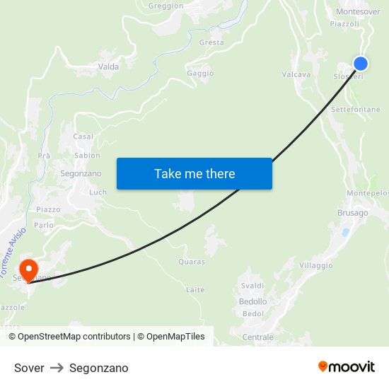 Sover to Segonzano map