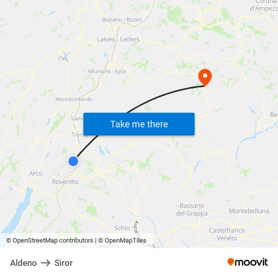 Aldeno to Siror map