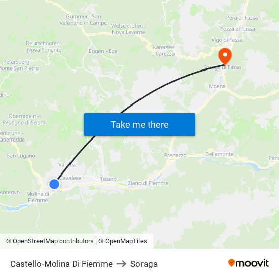 Castello-Molina Di Fiemme to Soraga map
