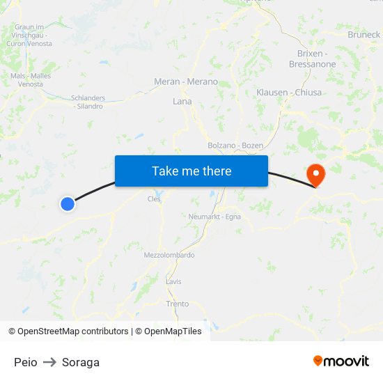 Peio to Soraga map
