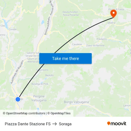 Dante Square Railway Station to Soraga map