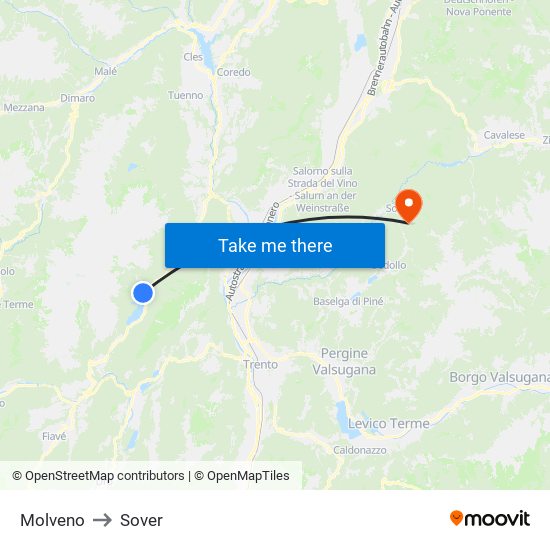 Molveno to Sover map