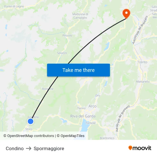 Condino to Spormaggiore map