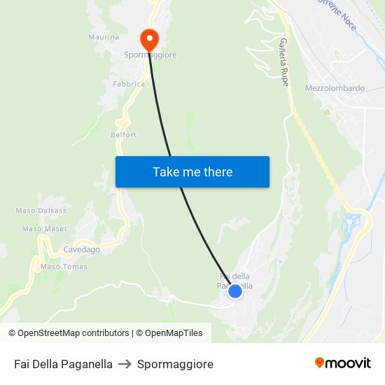 Fai Della Paganella to Spormaggiore map