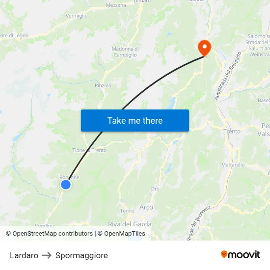 Lardaro to Spormaggiore map