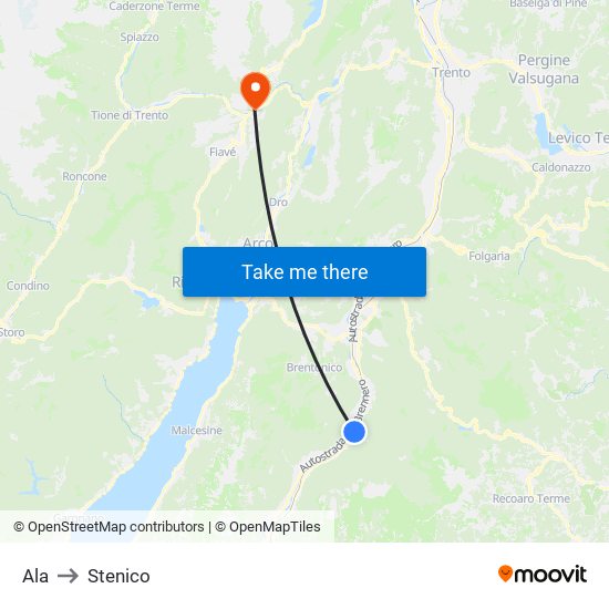 Ala to Stenico map