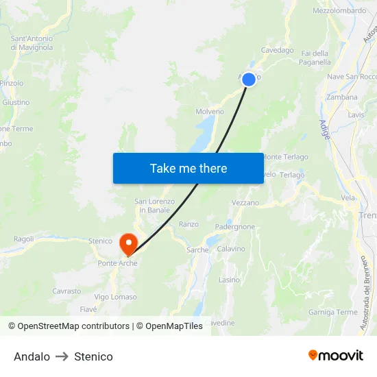 Andalo to Stenico map