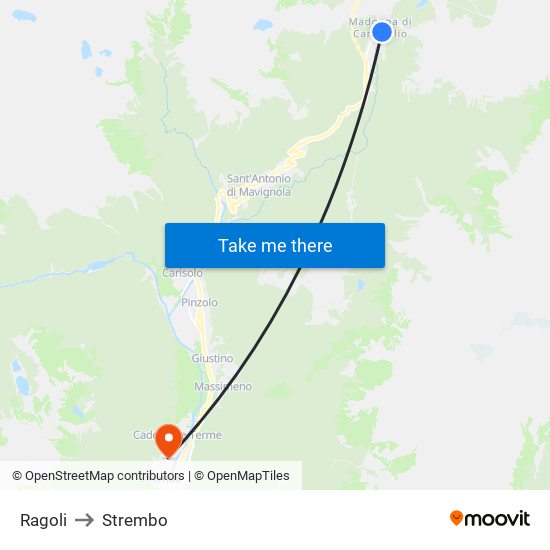 Ragoli to Strembo map