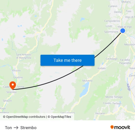 Ton to Strembo map