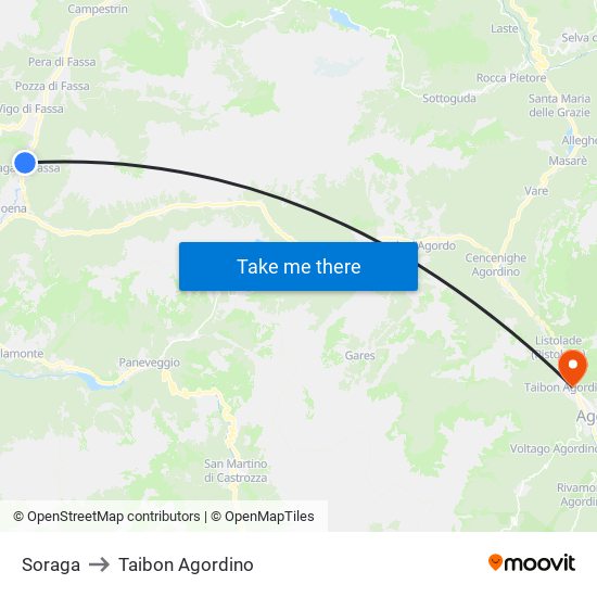 Soraga to Taibon Agordino map