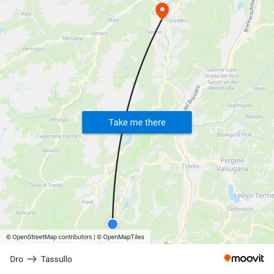 Dro to Tassullo map