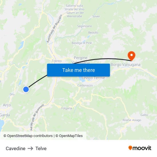 Cavedine to Telve map