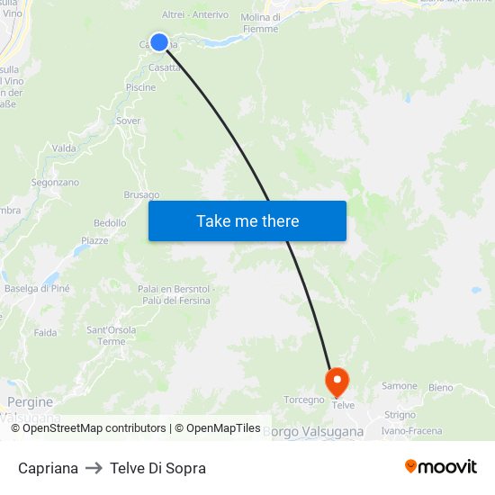 Capriana to Telve Di Sopra map