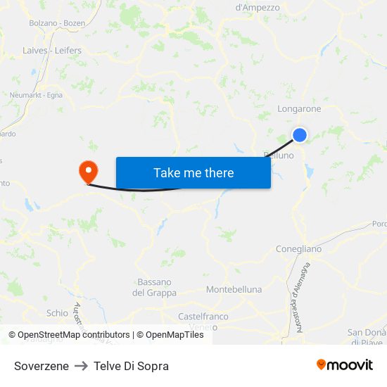 Soverzene to Telve Di Sopra map