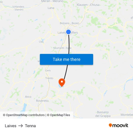 Laives to Tenna map