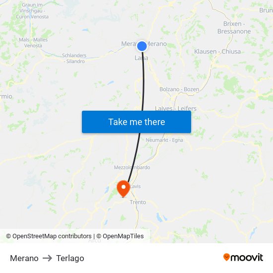 Merano to Terlago map