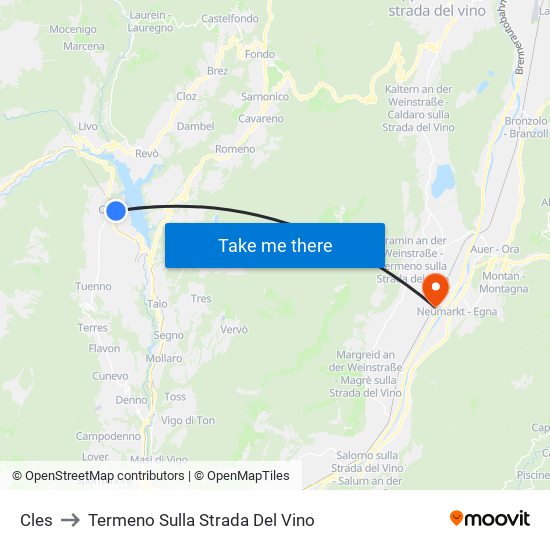 Cles to Termeno Sulla Strada Del Vino map