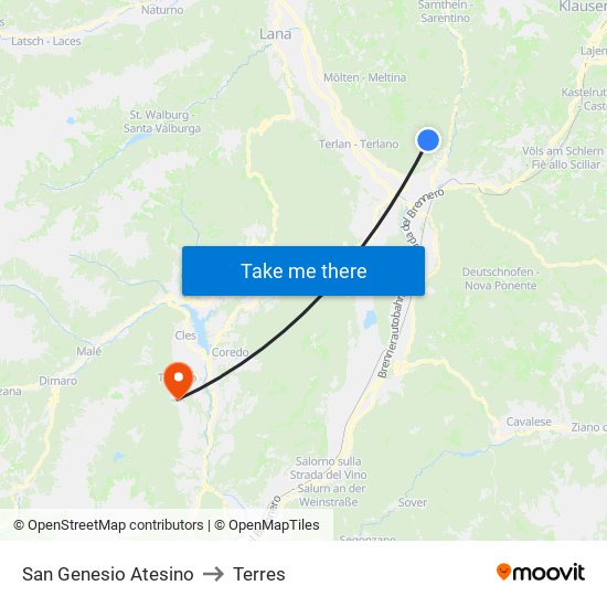 San Genesio Atesino to Terres map