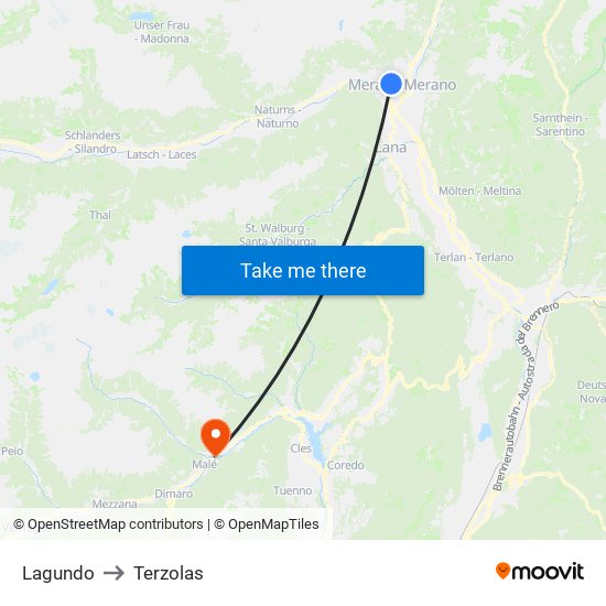 Lagundo to Terzolas map