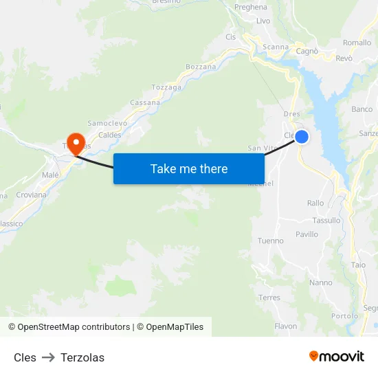Cles to Terzolas map