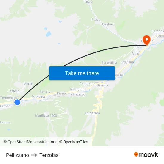 Pellizzano to Terzolas map