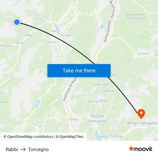 Rabbi to Torcegno map