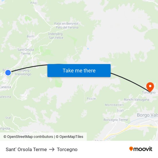 Sant' Orsola Terme to Torcegno map