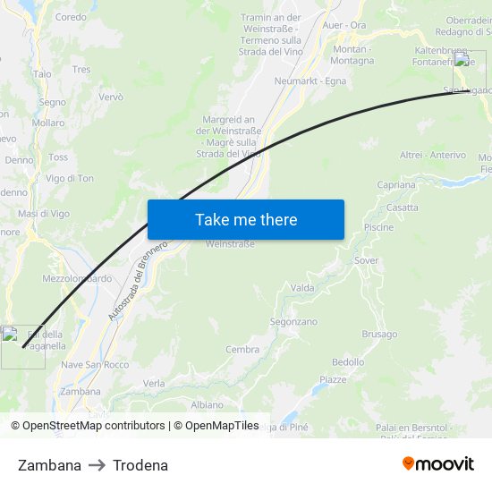 Zambana to Trodena map