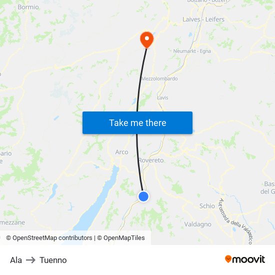 Ala to Tuenno map