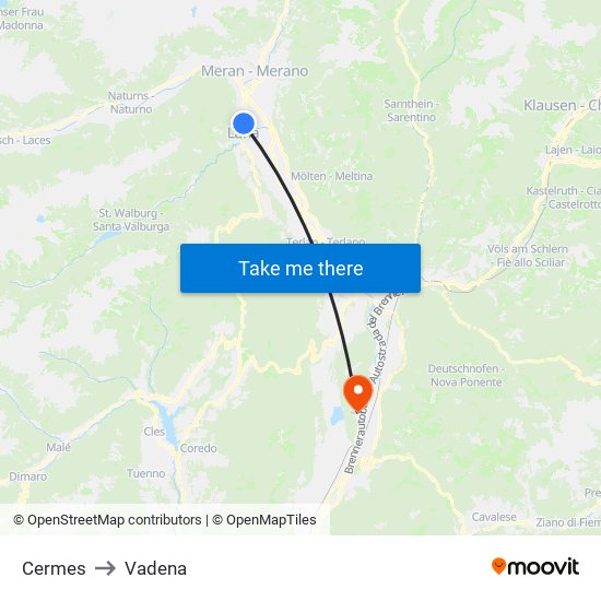 Cermes to Vadena map