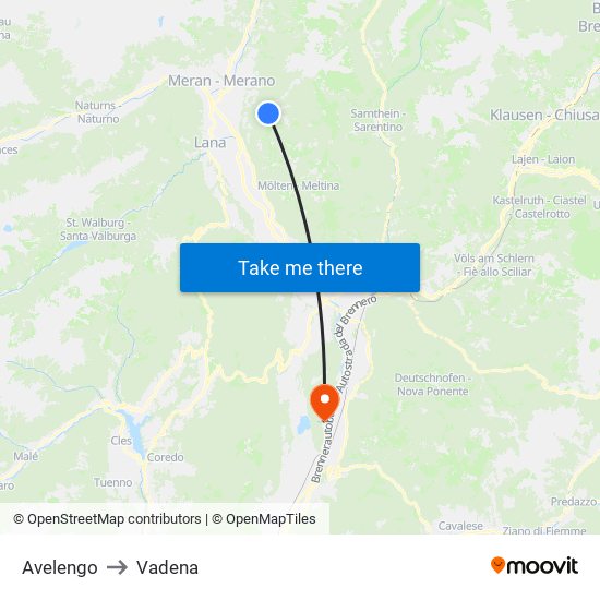 Avelengo to Vadena map