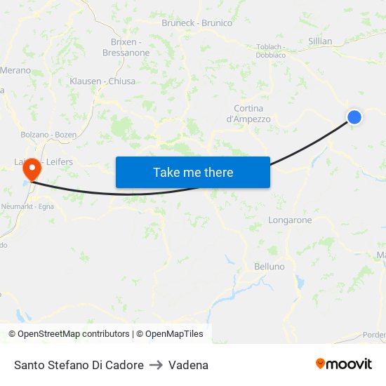 Santo Stefano Di Cadore to Vadena map