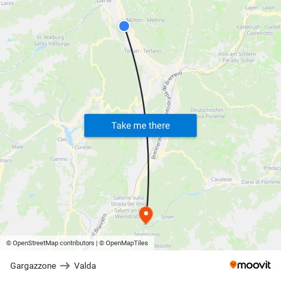 Gargazzone to Valda map