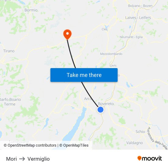 Mori to Vermiglio map