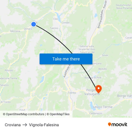 Croviana to Vignola-Falesina map