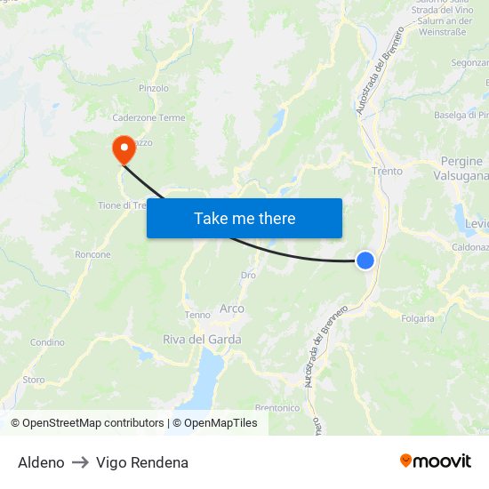 Aldeno to Vigo Rendena map