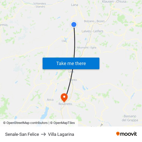 Senale-San Felice to Villa Lagarina map