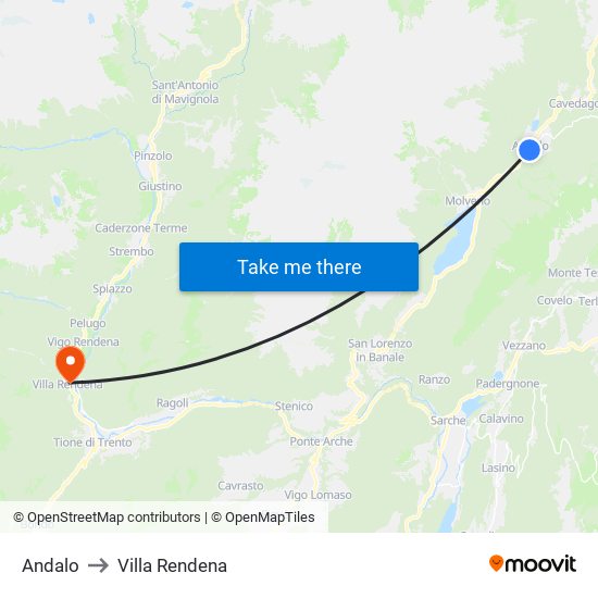 Andalo to Villa Rendena map